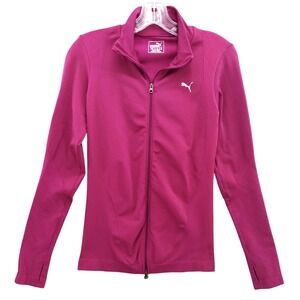 Puma Jacket Full Zip Thumb Holes Athletic Activewear Top Fuchsia‎ Small